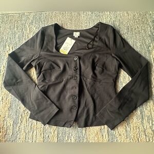 A New Day Black Button Sweater